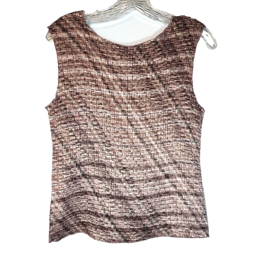 Petite Sophisticate Lavender/Black Geometric Popcorn Stretch Tank Top Medium Y2K - Picture 2 of 8